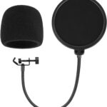 فلتر بوب، درع لميكروفون ستوديو احترافي من باييو، متوافق مع بلو يتي واي ميكروفون اخر، حاجز مزدوج ذراع تثبيت مرن بمشبك عنق اوزة بزاوية 360 درجة، متعدد الالوان الاتجاهات، لا سلكي، أحادى