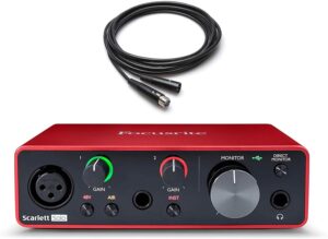 واجهة صوت USB سكارليت سولو جيل ثالث بمدخلين ومخرجين بكابل ميكروفون