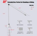 ⁦JUSPINS AM-300 White Metal Desk Mic Arm⁩ - الصورة ⁦4⁩